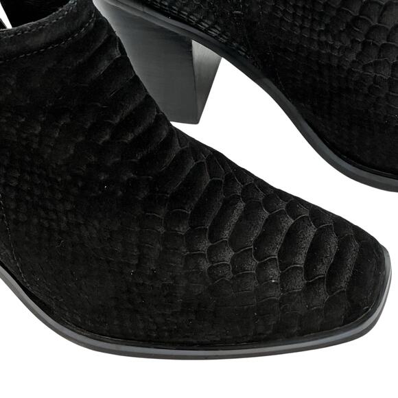 Jeffrey Campbell Womens Size 8.5 Rosee Snake Suede Leather Boots Booties Black - Picture 3 of 13